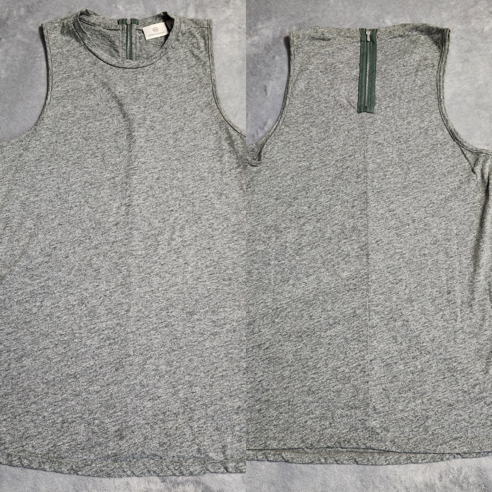 New AG Adriano Goldschmied Gray Space Dye Sleeveless Zipper Back Knit Top XS